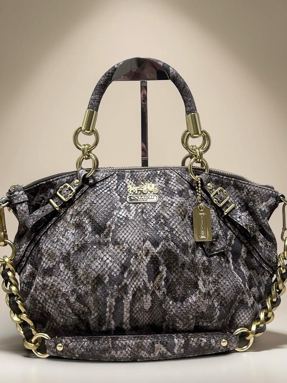 COACH Madison Sophia Python Embossed Leather Satchel/Shoulder Bag